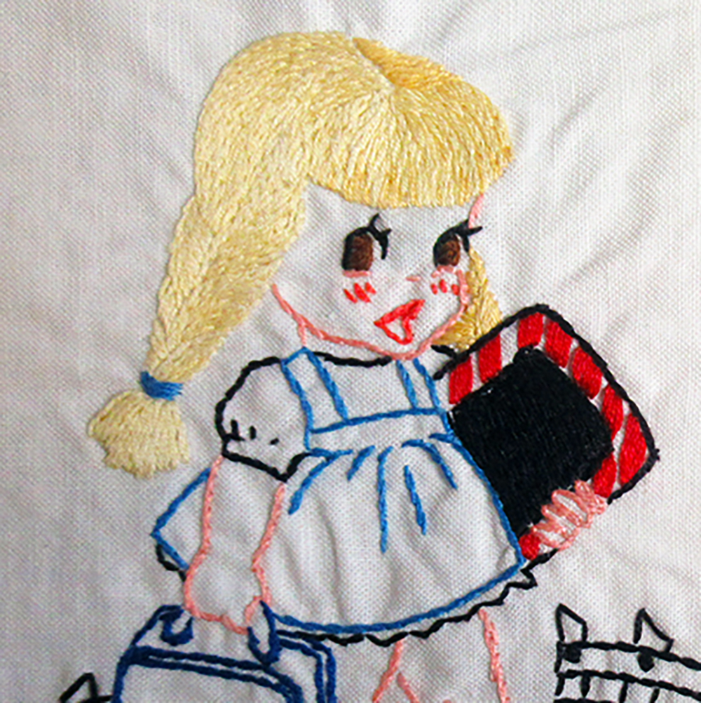 vintage 1960s girl & boy embroideries - Image 2