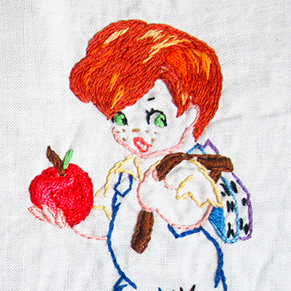 vintage 1960s girl & boy embroideries - Image 3