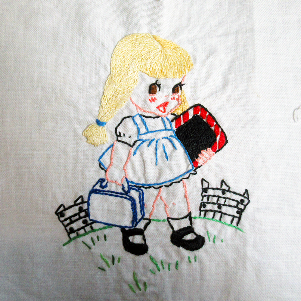 vintage 1960s girl & boy embroideries - Image 4