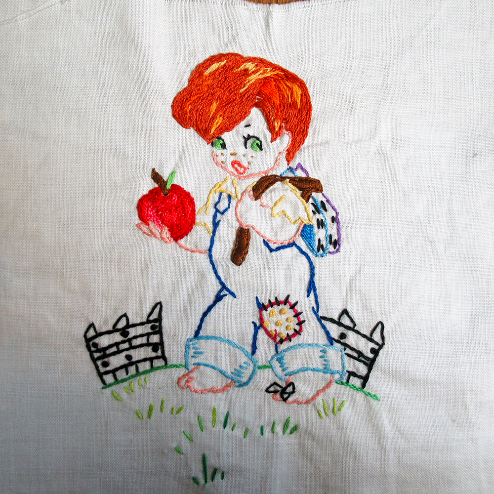 vintage 1960s girl & boy embroideries - Image 5