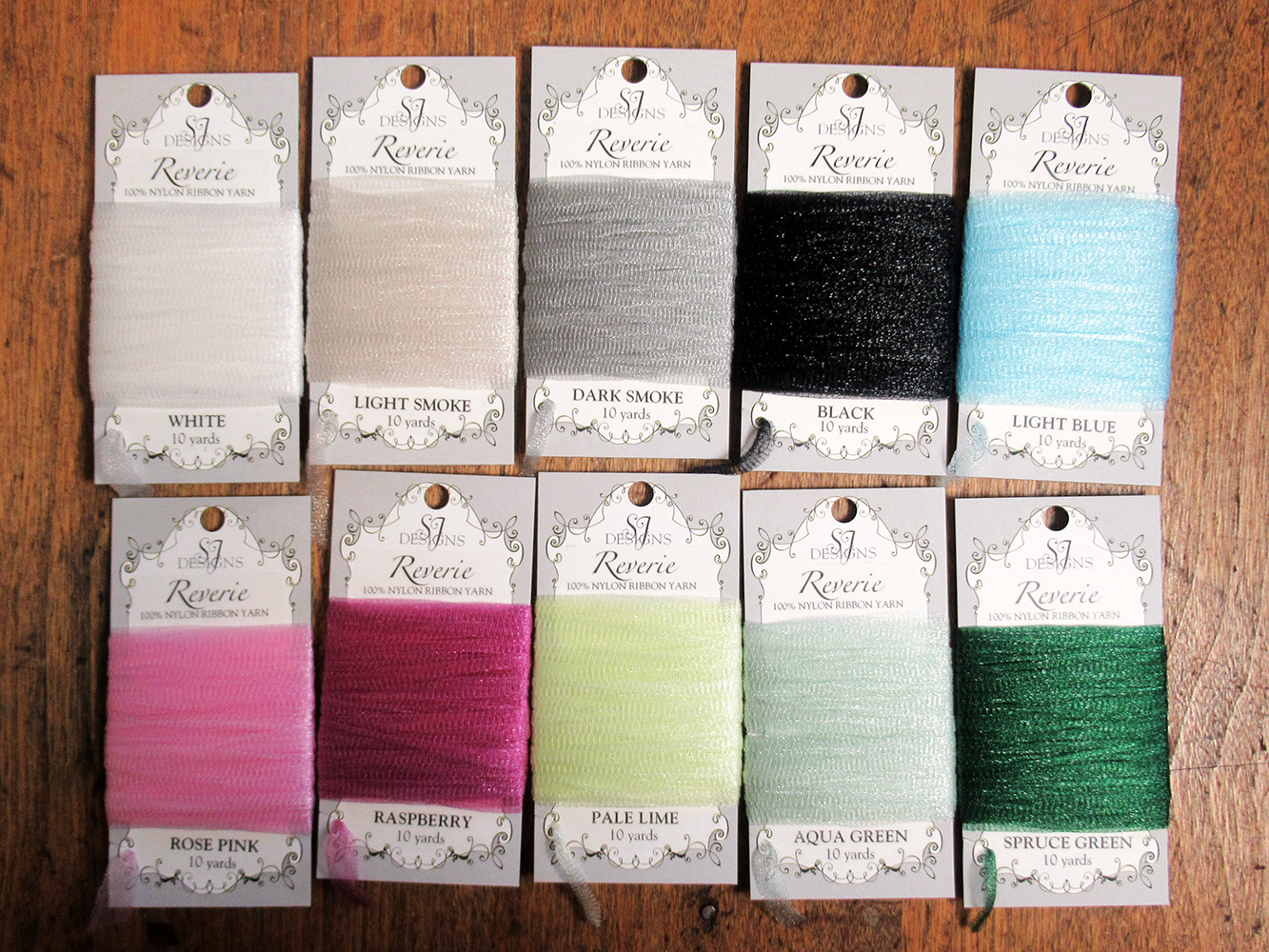 SJ Designs Reverie nylon ribbon yarn on 10 yard cards - Image 3