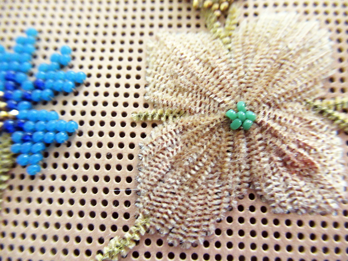 c1850 Victorian beaded needlepoint on perforated paper - Image 6