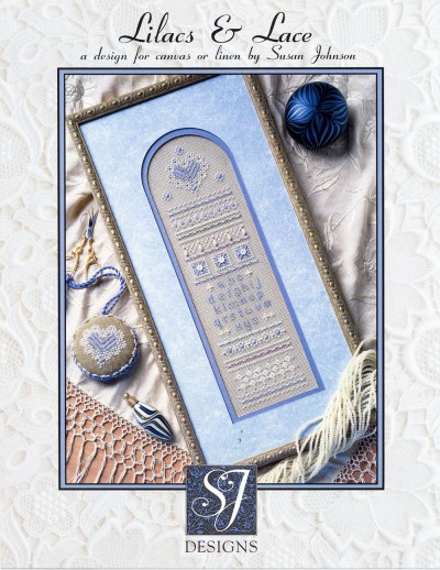Lilacs & Lace charted needlepoint sampler pattern OOP book