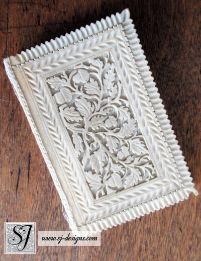 c1820 hand carved bone acorn filigree needle book