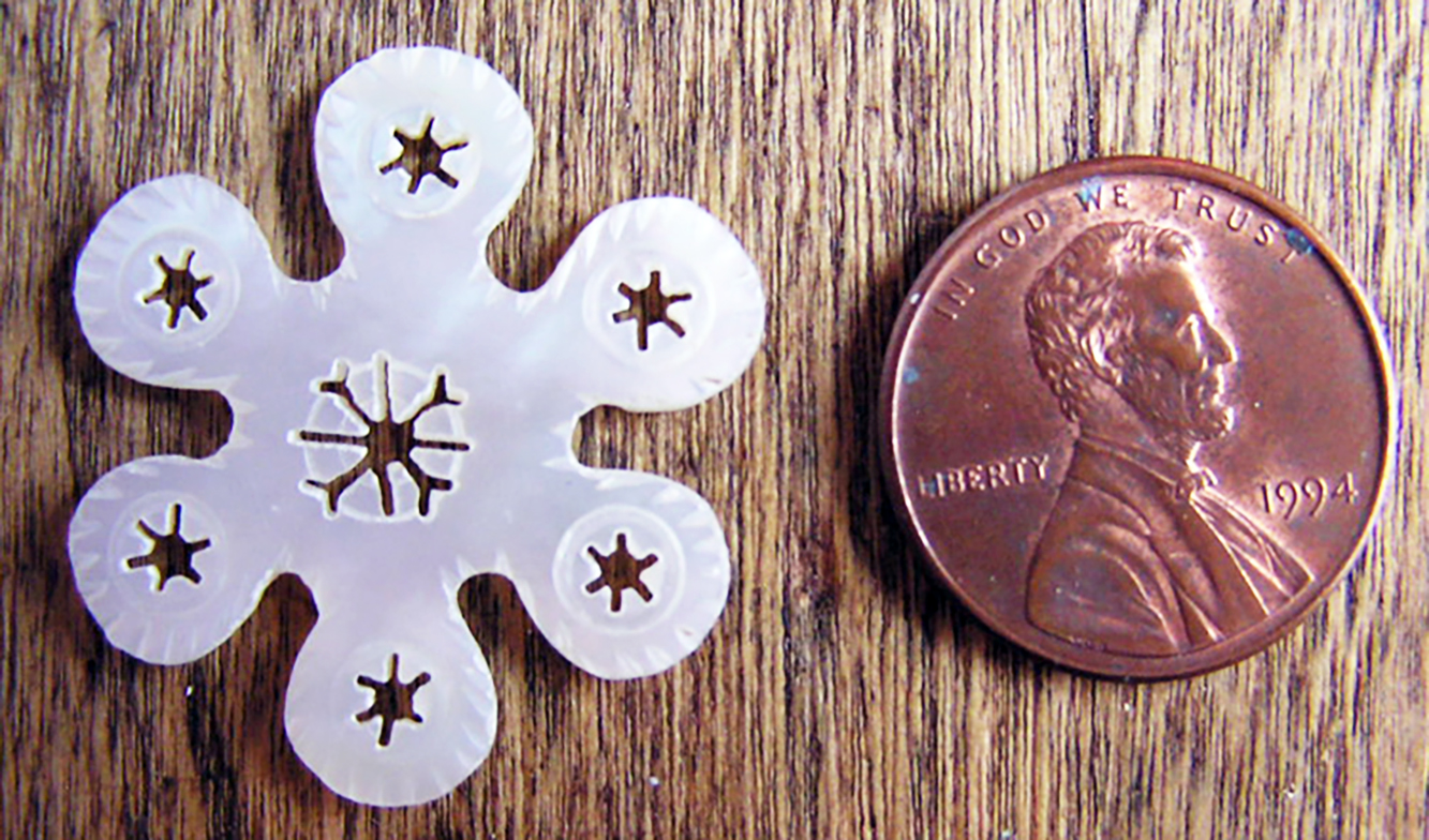 c1830 tiny pierced mother of pearl thread winder 1-1/4" across - Image 2