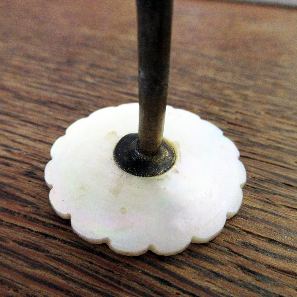 circa 1830 ornate carved MOP thread or silk spool holder - Image 4