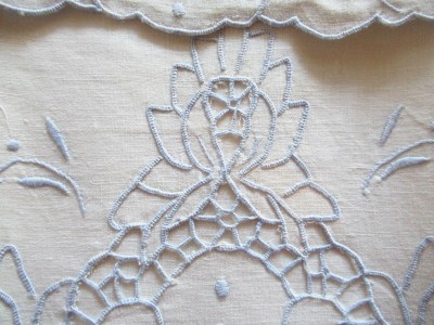 vintage pair unused Madeira cutwork pillowcases